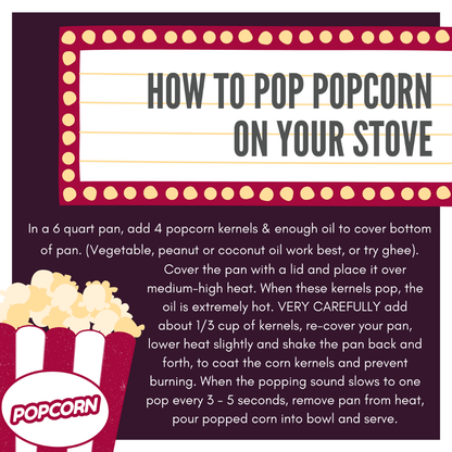 Popcorn Kernels - Movie Night Theater Snack - Half Pound Bag
