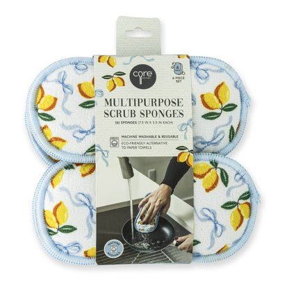 6pc Multipurpose Printed Scrub Sponge - Lemon Bows