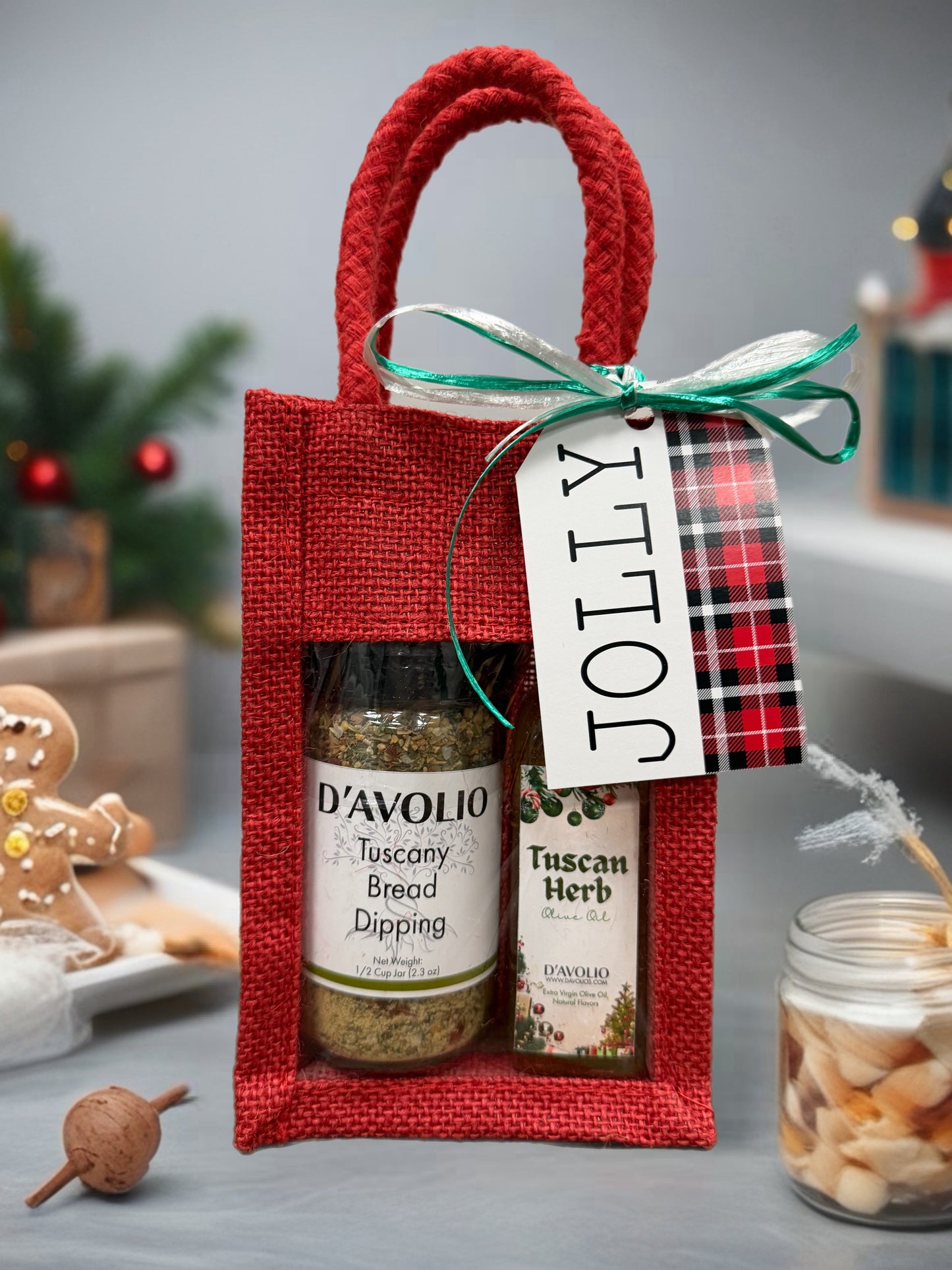 Holiday Oil & Bread Dip Jute Bag
