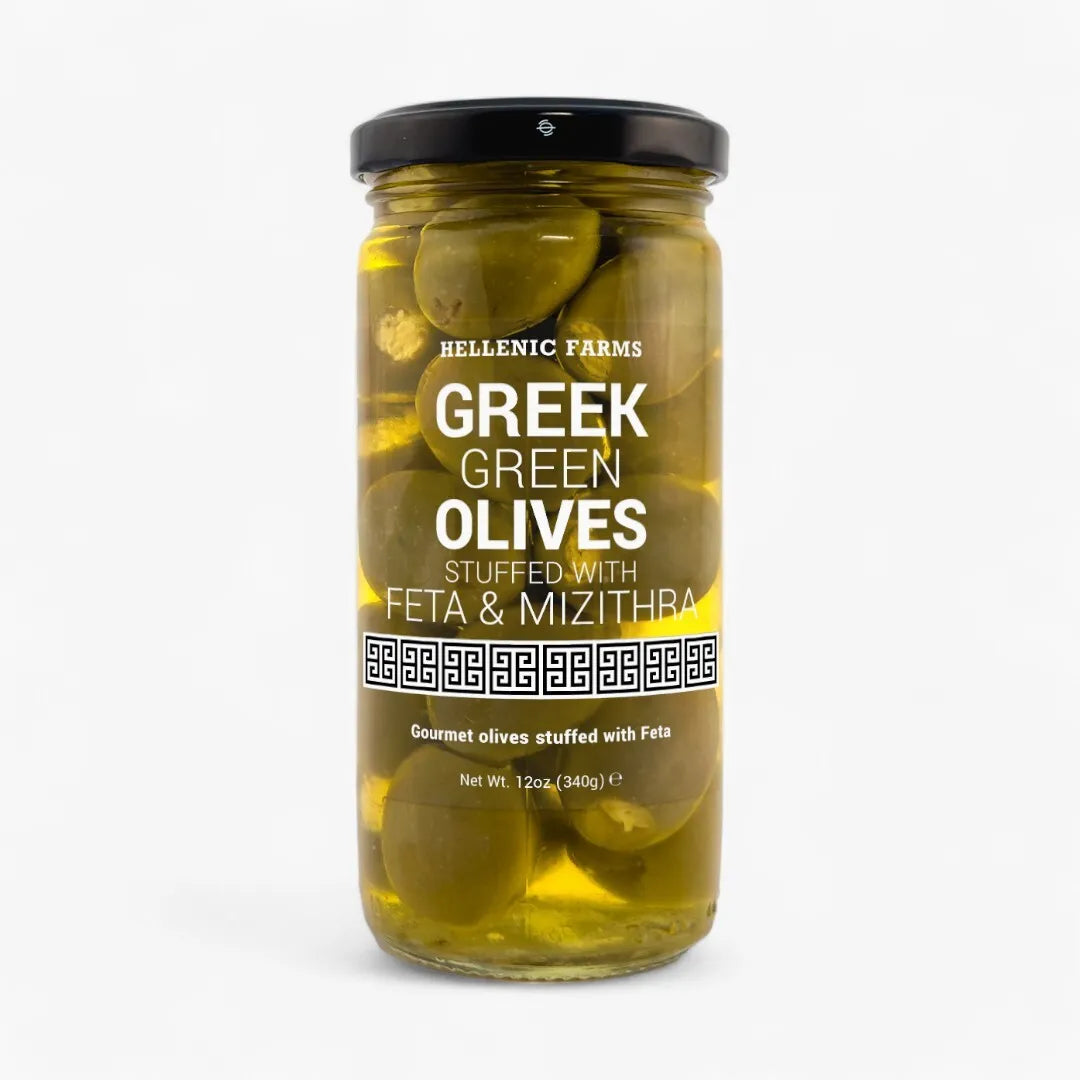 Hellenic Farms Greek Green Olives Stuffed w/Feta & Mizithra Cheese