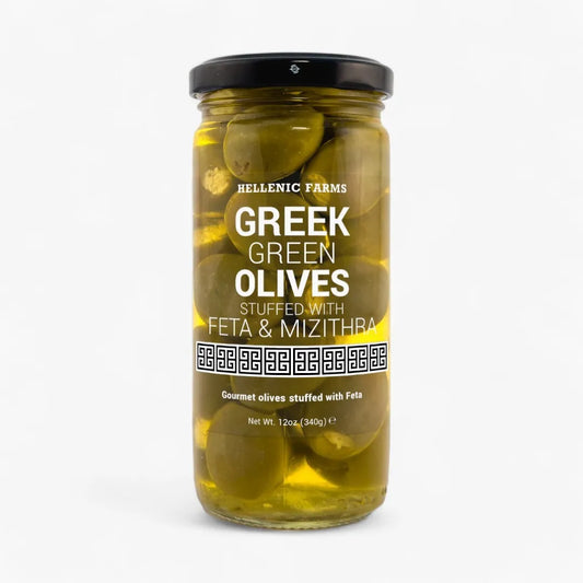 Hellenic Farms Greek Green Olives Stuffed w/Feta & Mizithra Cheese